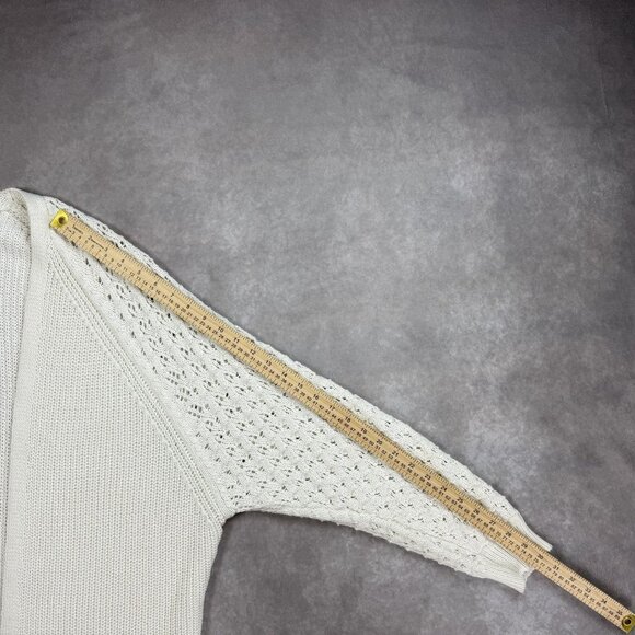 Knox Rose Open Front Knit Cardigan White Textured Design Long Sleeve - Picture 3 of 8